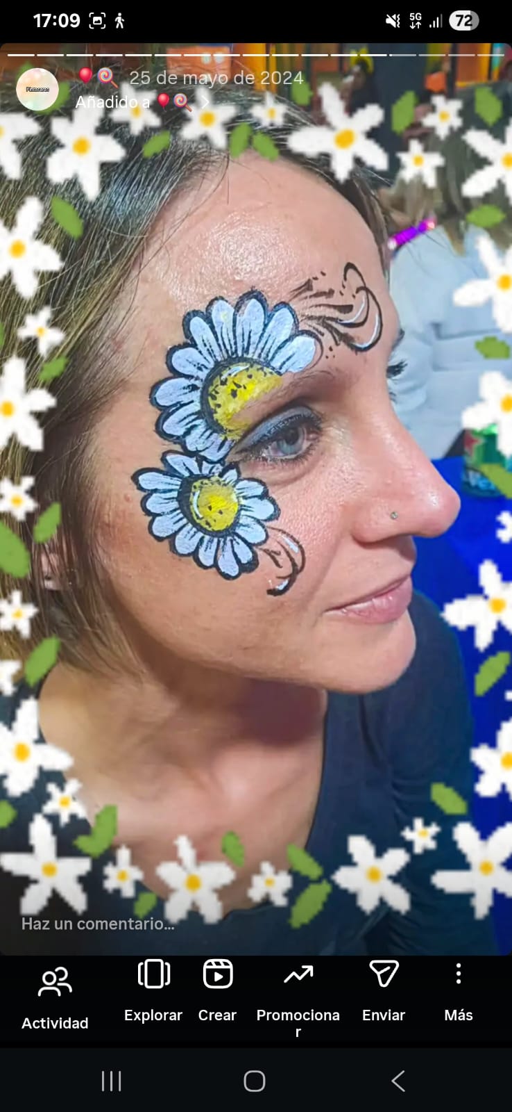 Maquillaje floral con margaritas para eventos y adultos